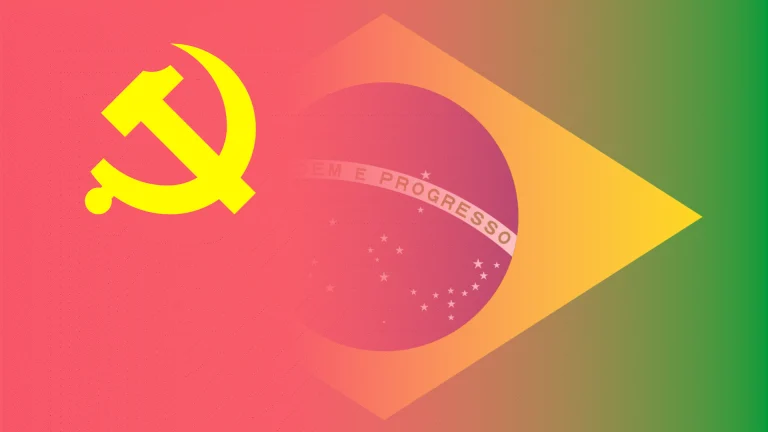 Image of the People's Republic of China Flag (overlaid over image of Brazilian flag)